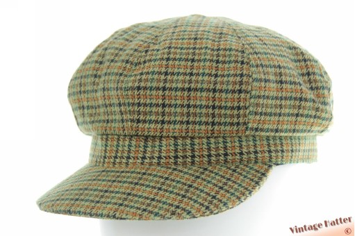 Balloon-type cap green plaid cotton mix 56-61 [unused]